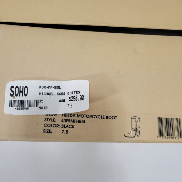 Michael Kors Frieda Black Leather Motorcycle Boots, black size 7.5, like new. - Picture 3 of 3